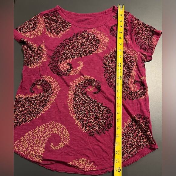 Lucky Brand Shadow Paisley T-shirt Raspberry Sz Medium - Picture 9 of 12